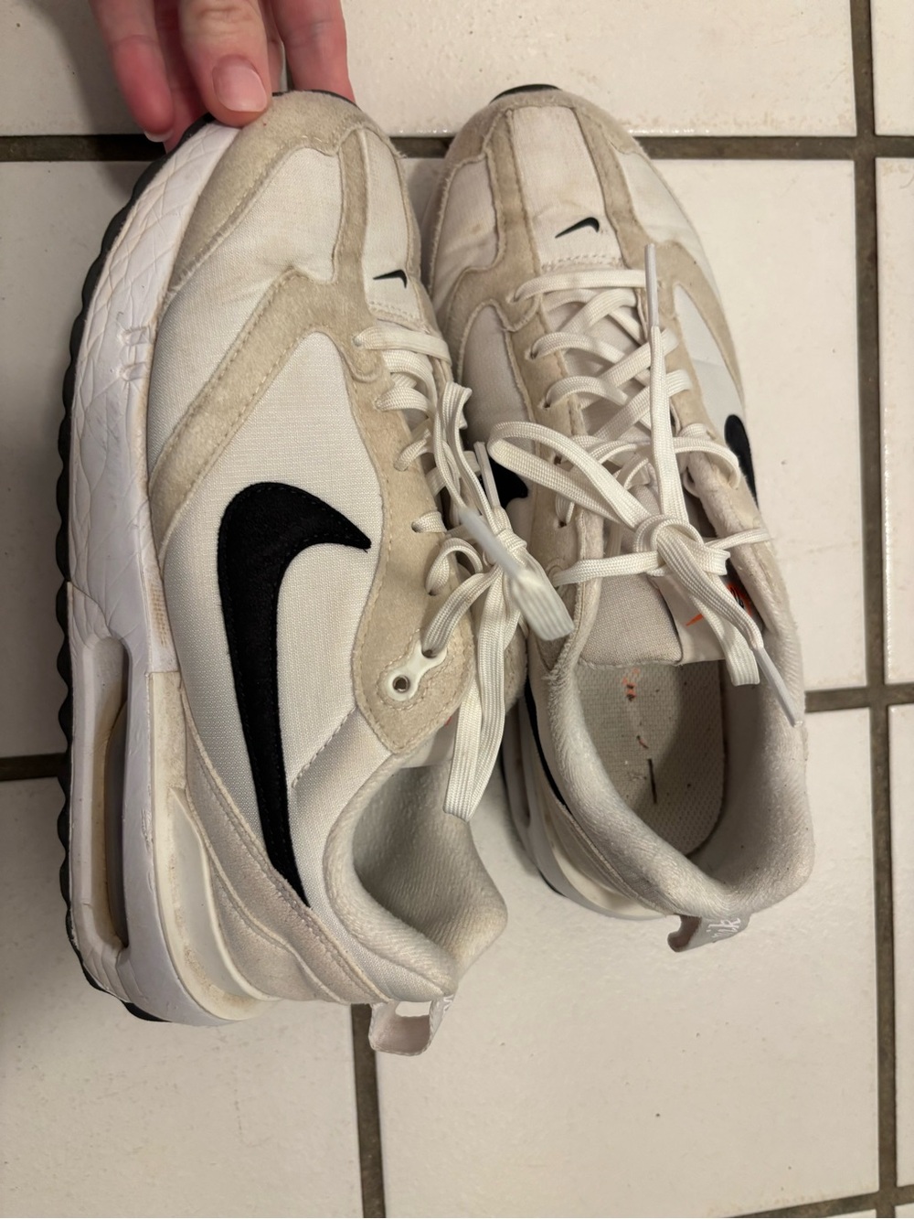 Nike Women's White Sneakers with Black Swoosh